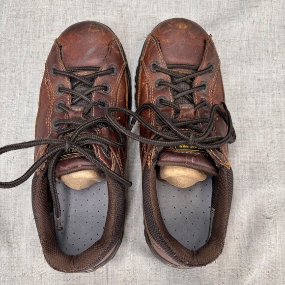 Vintage Dr. Martens Short Boots Brown Leather Lace Up Industrial Composite Toe‎ - Picture 7 of 11